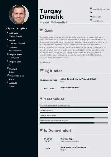 İnşaat Mühendisi Cv Örnekleri cv indir